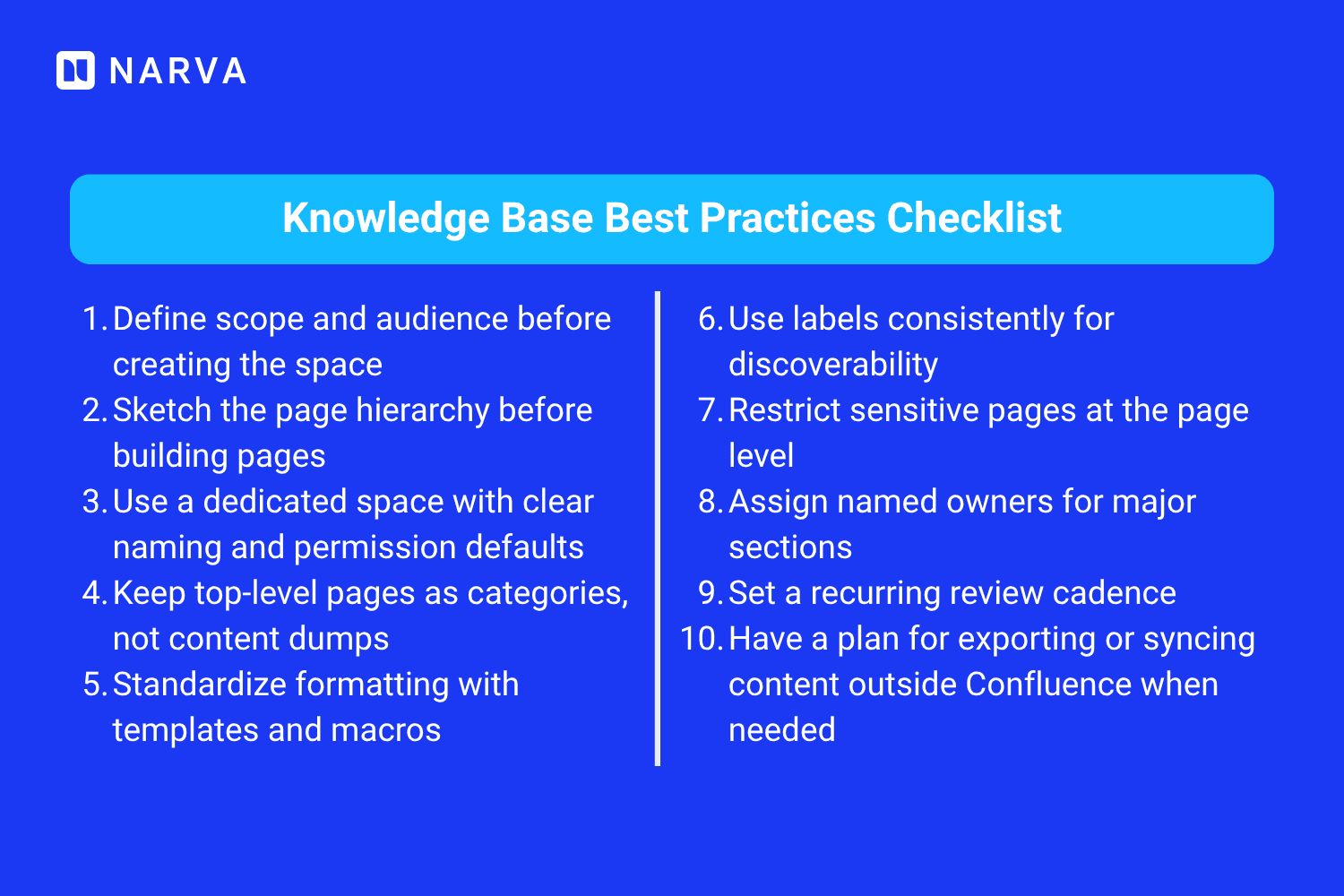 Confluence Knowledge base best practices