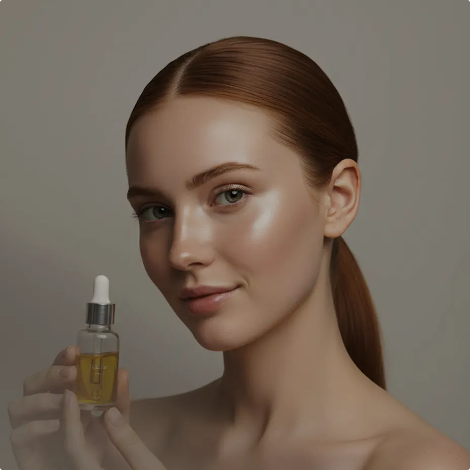 Portrait holding a serum dropper