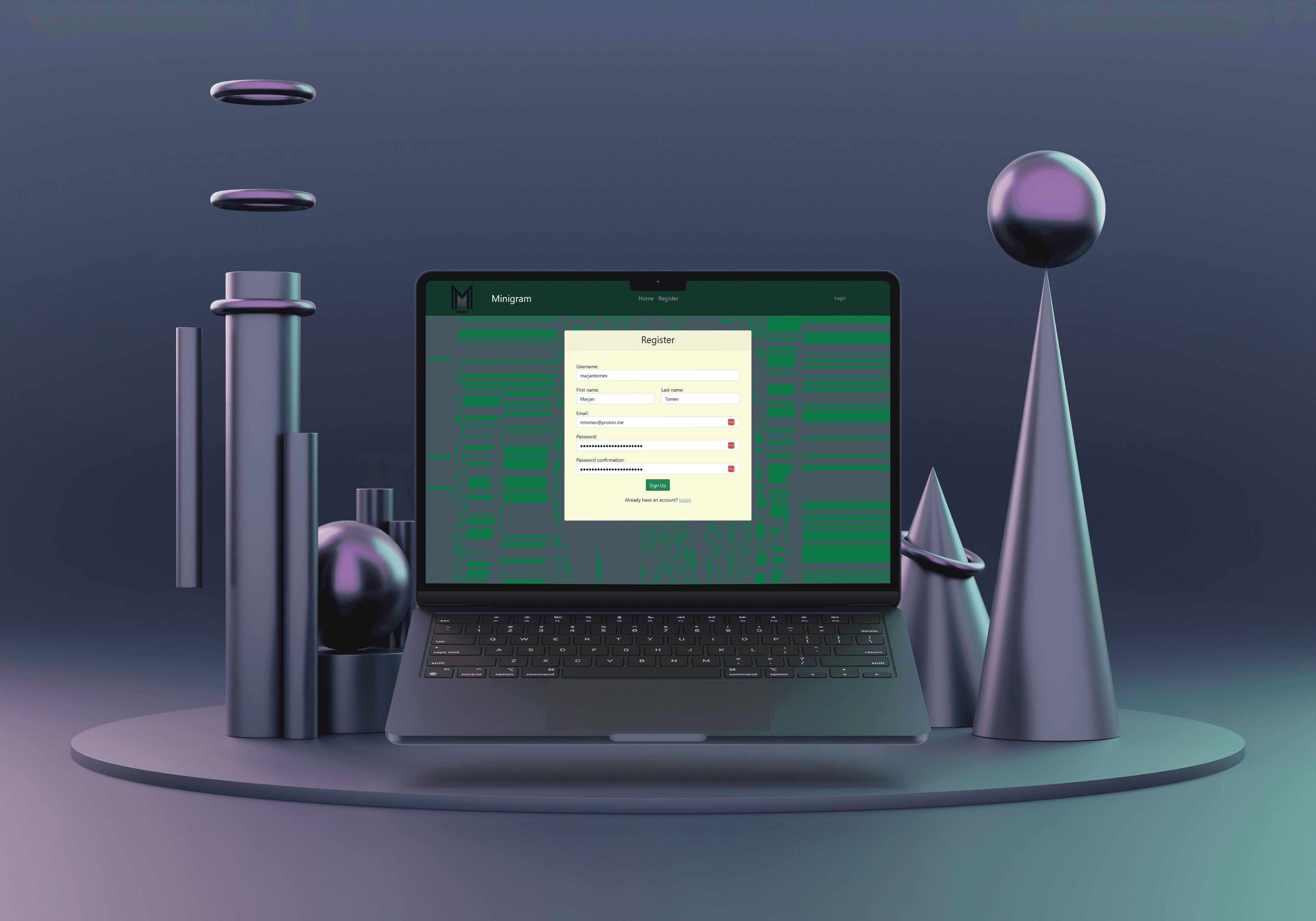 Minigram on a laptop