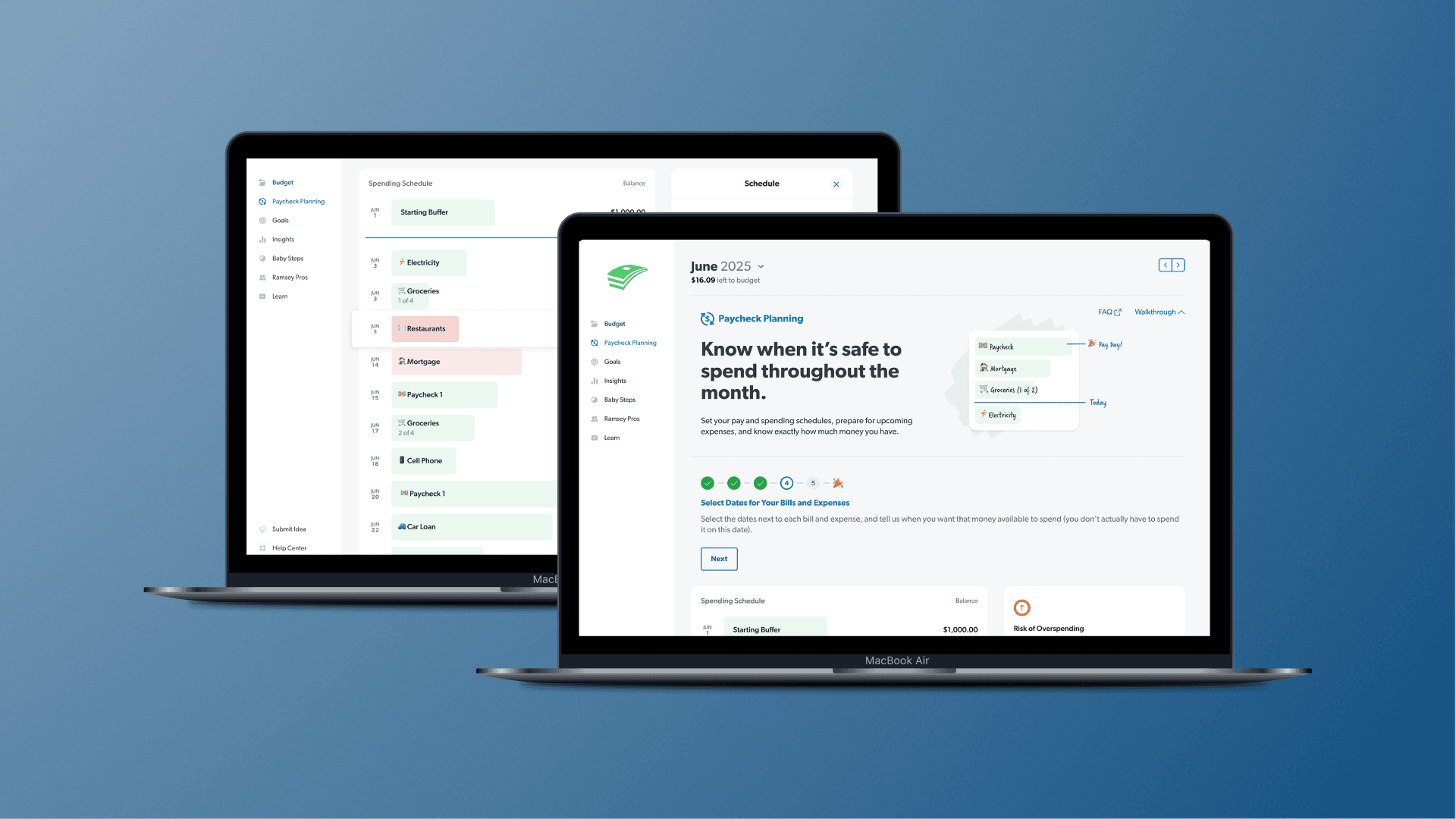 Displaying the projected depletion throughout the month on web.