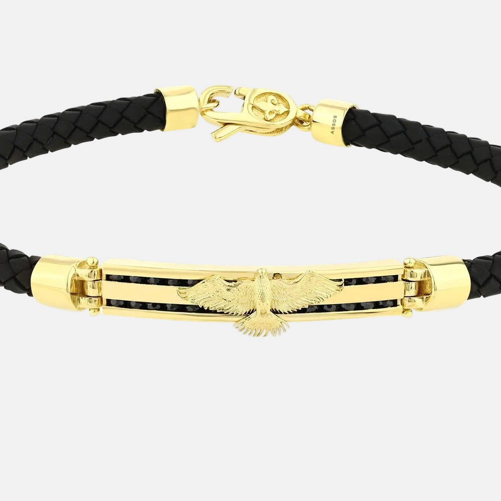 Assos Pırlanta 14 Ayar Altın Şık Tasarım Erkek Bileklik Modeli