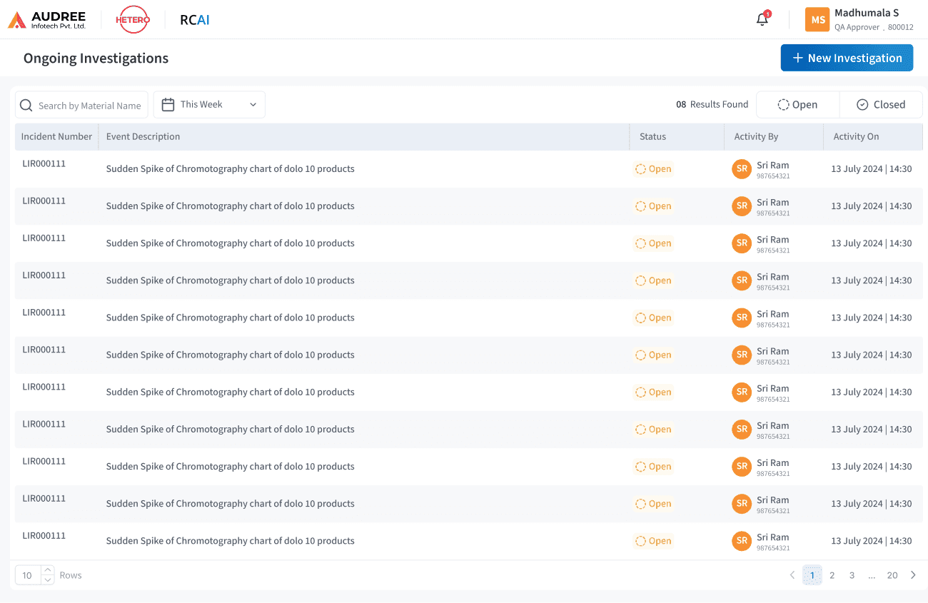 Audree Software screen
