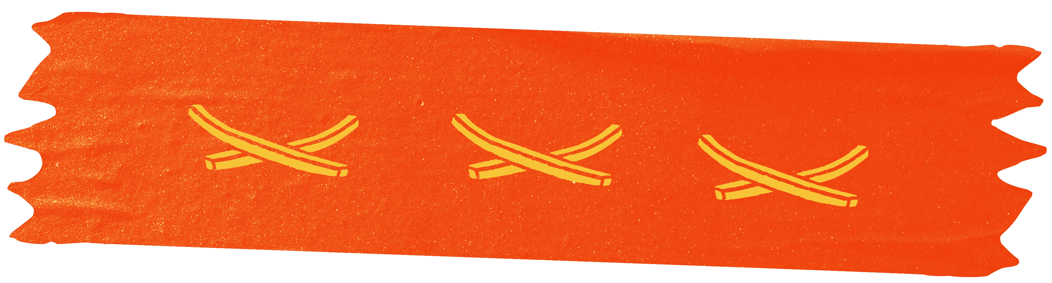 Chips & Chicks brand element — orange torn tape strip with repeating crossed french fries icon pattern — brand identity graphic by Makers' Studio