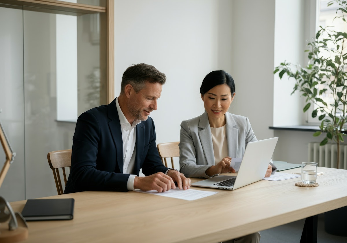 Man and women Dicscuting About Business