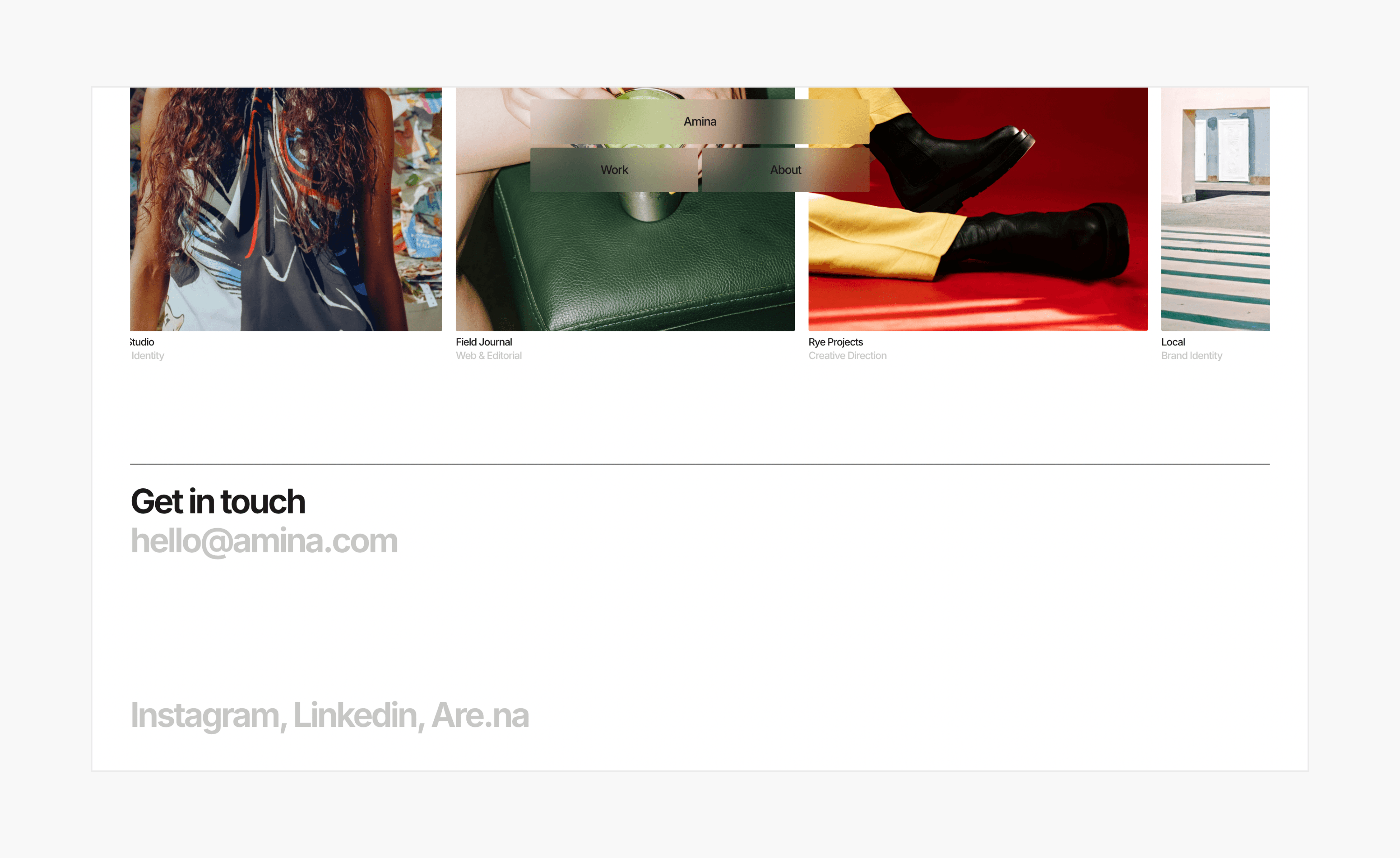 Amina is a modern Framer portfolio template designed for creatives, designers, and studios who value simplicity, balance, and timeless design. Built with refined typography, modular layouts, and fluid interactions, Amina makes it effortless to present work with clarity and intention. Perfect for showcasing visual identities, creative direction, or digital projects, this template offers a minimal yet expressive foundation for building a professional online portfolio.