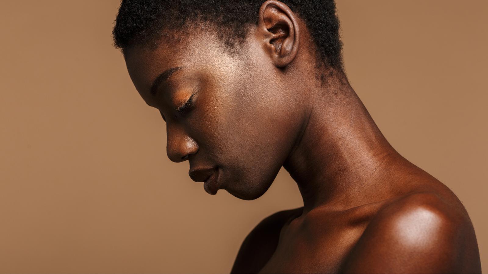 Woman on Brown Background