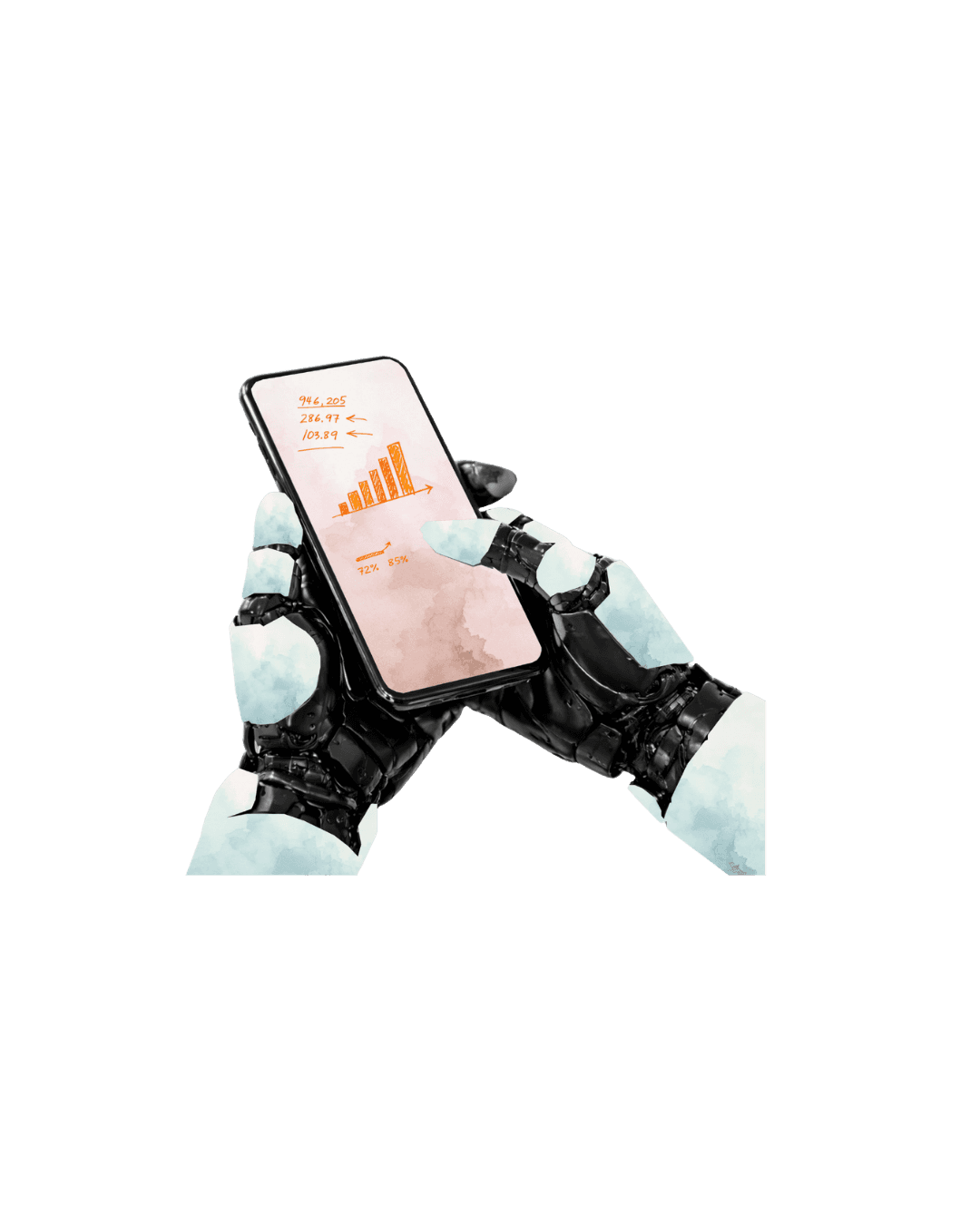 mani robotiche tengono un telefono