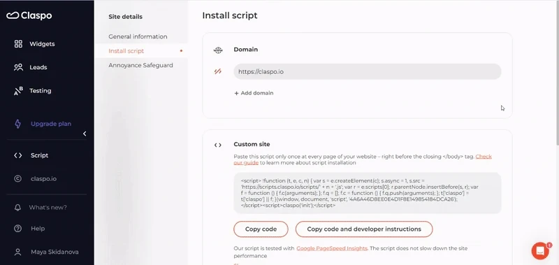 Claspo WordPress plugin