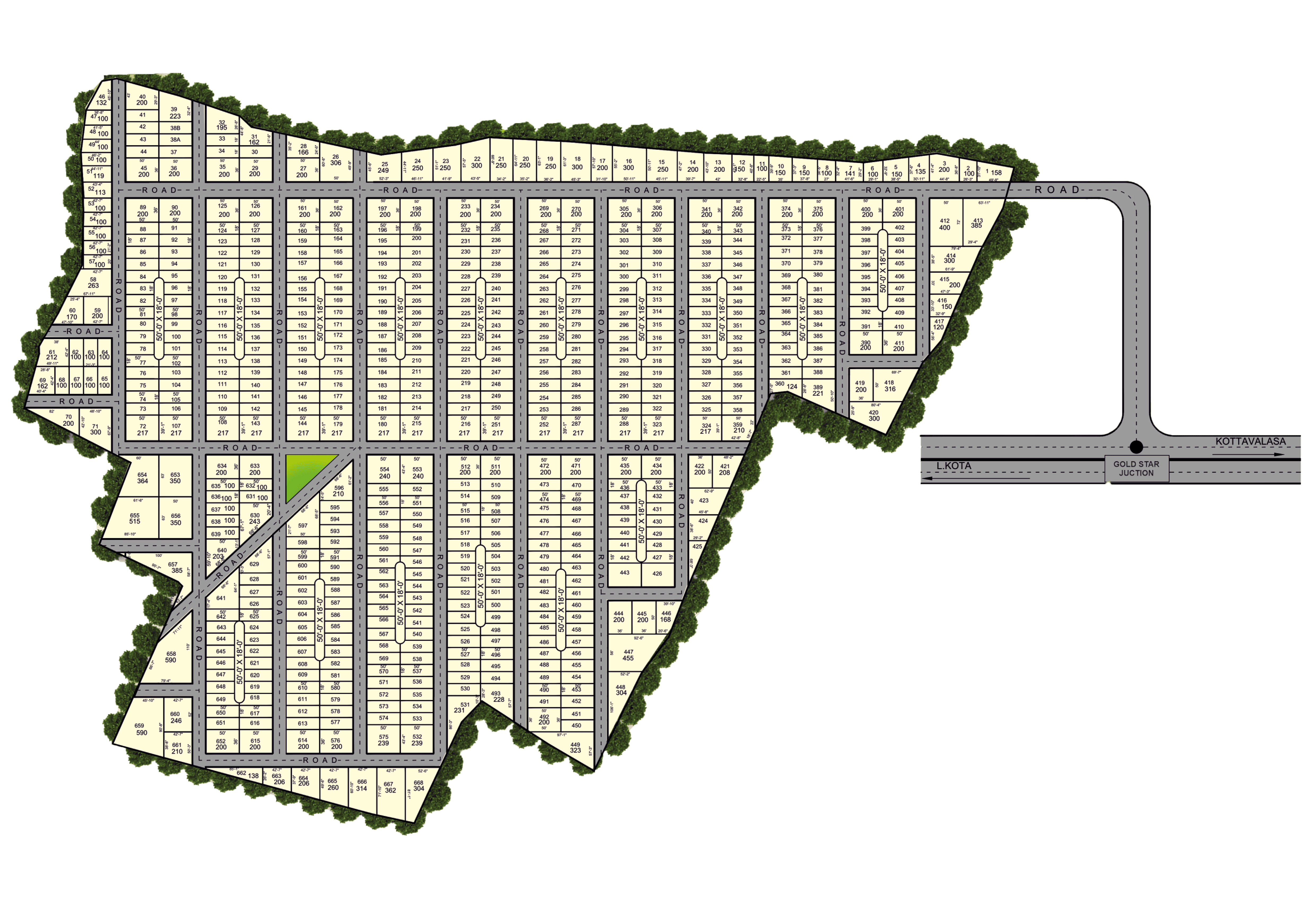 Layout map of Charan Group's Gold Star Jn. Red Sandalwood project at Vizag
