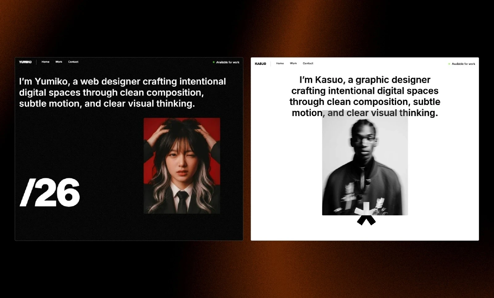 - Yumiko portfolio customized into a different layout, visual style, and content direction