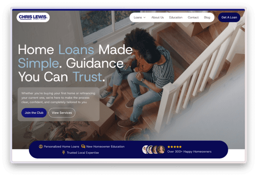Chris Lewis Home Loans website hero section