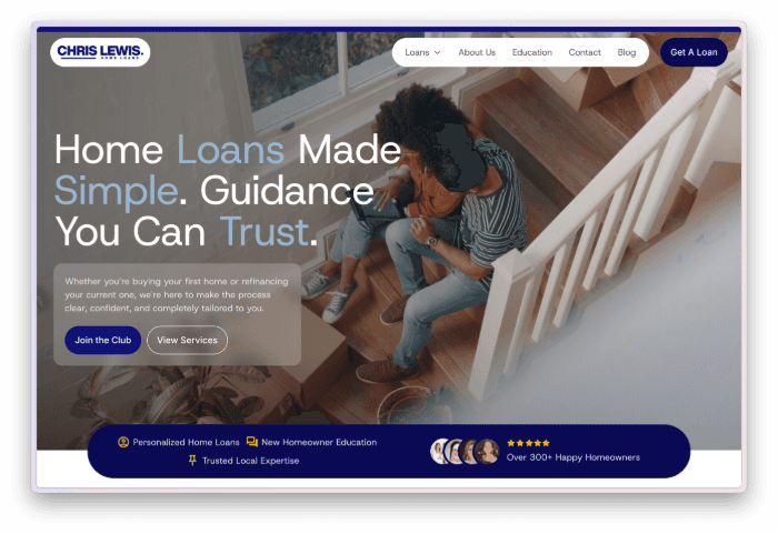 Chris Lewis Home Loans website hero section