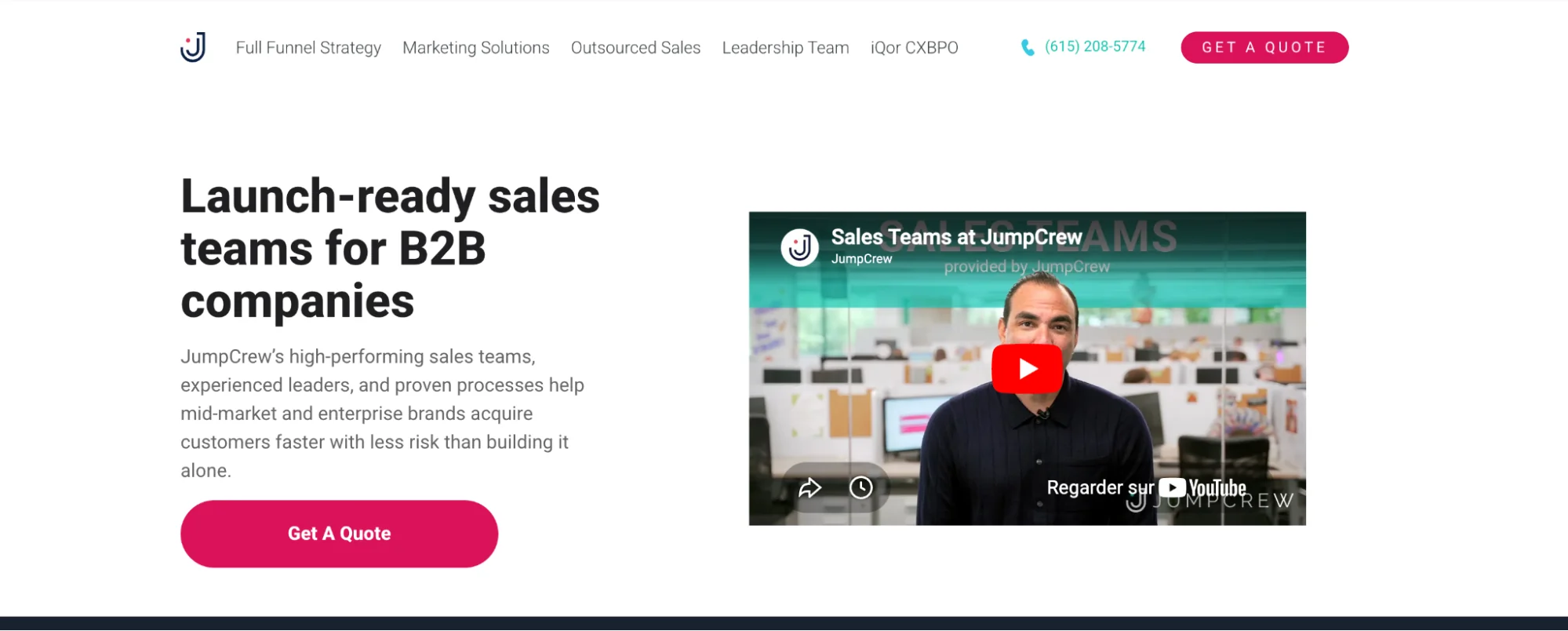 JumpCrew homepage: fractional SDR teams for B2B SaaS
