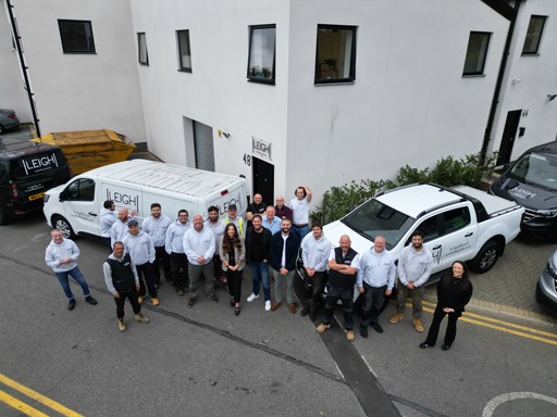 commercial flooring team and vehicles