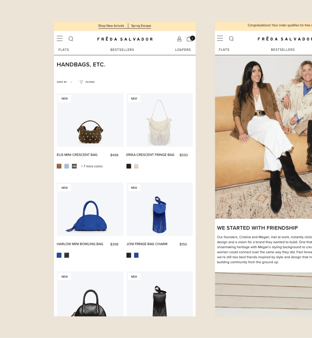 Freda Salvador mobile storefront displaying handbags and accessory collections