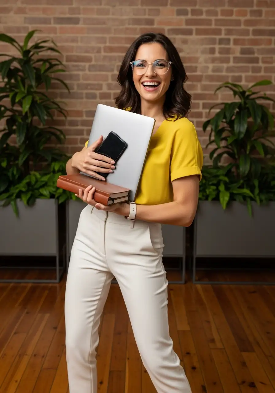 Women holding laptop