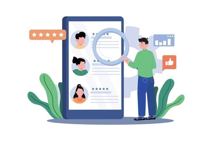 A diverse group of professionals is networking at a technology conference, surrounded by laptops and presentation screens, engaging in discussions about recruitment strategies and attracting both active and passive candidates. The atmosphere is dynamic, reflecting a blend of current job seekers and potential candidates exploring new job opportunities.