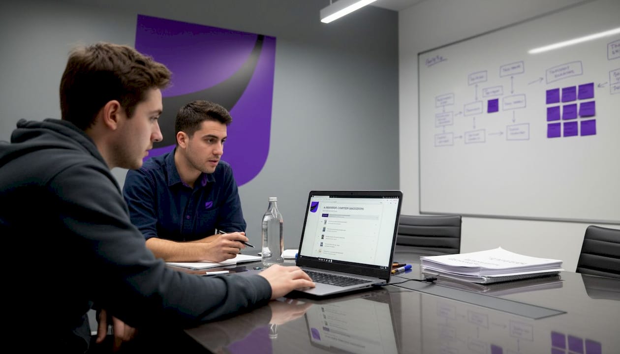 Team discussing AI product classification
