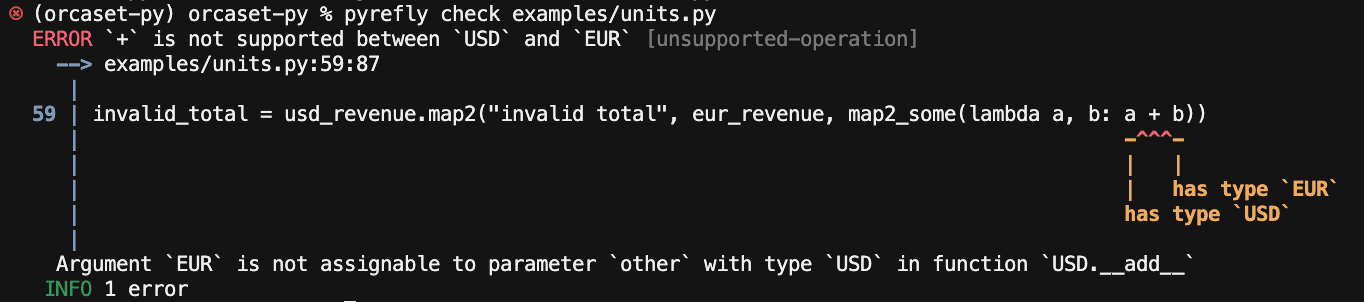 Orcaset type checking error example