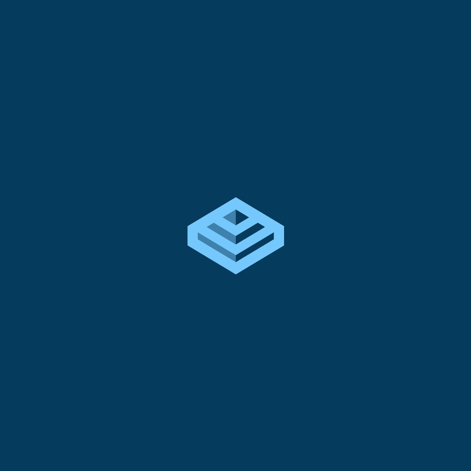 Icon card in blue with geometric symbol