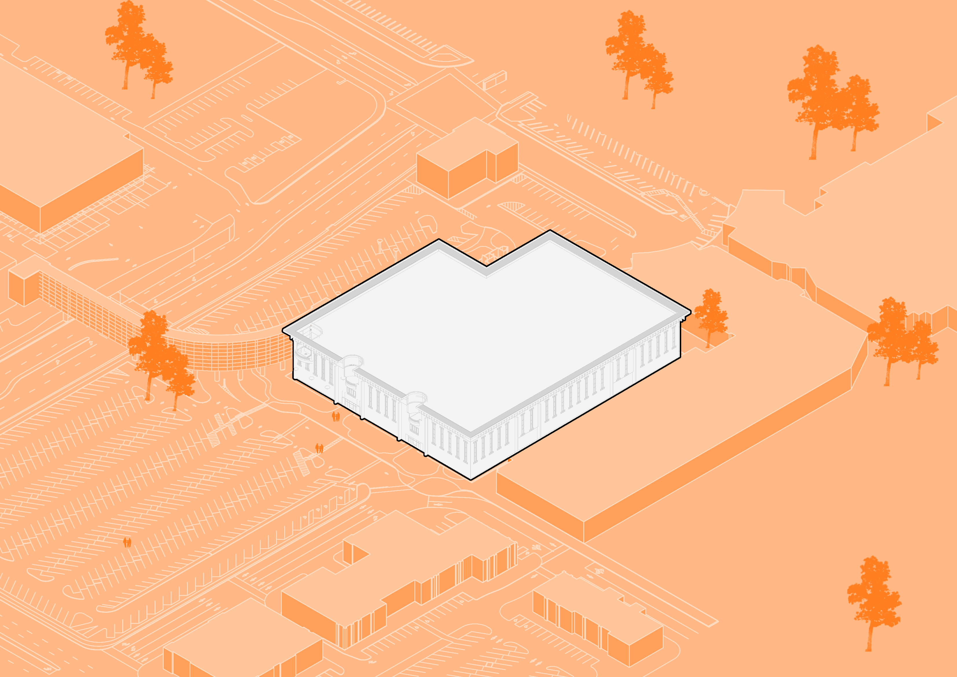 Site plan, isometric view