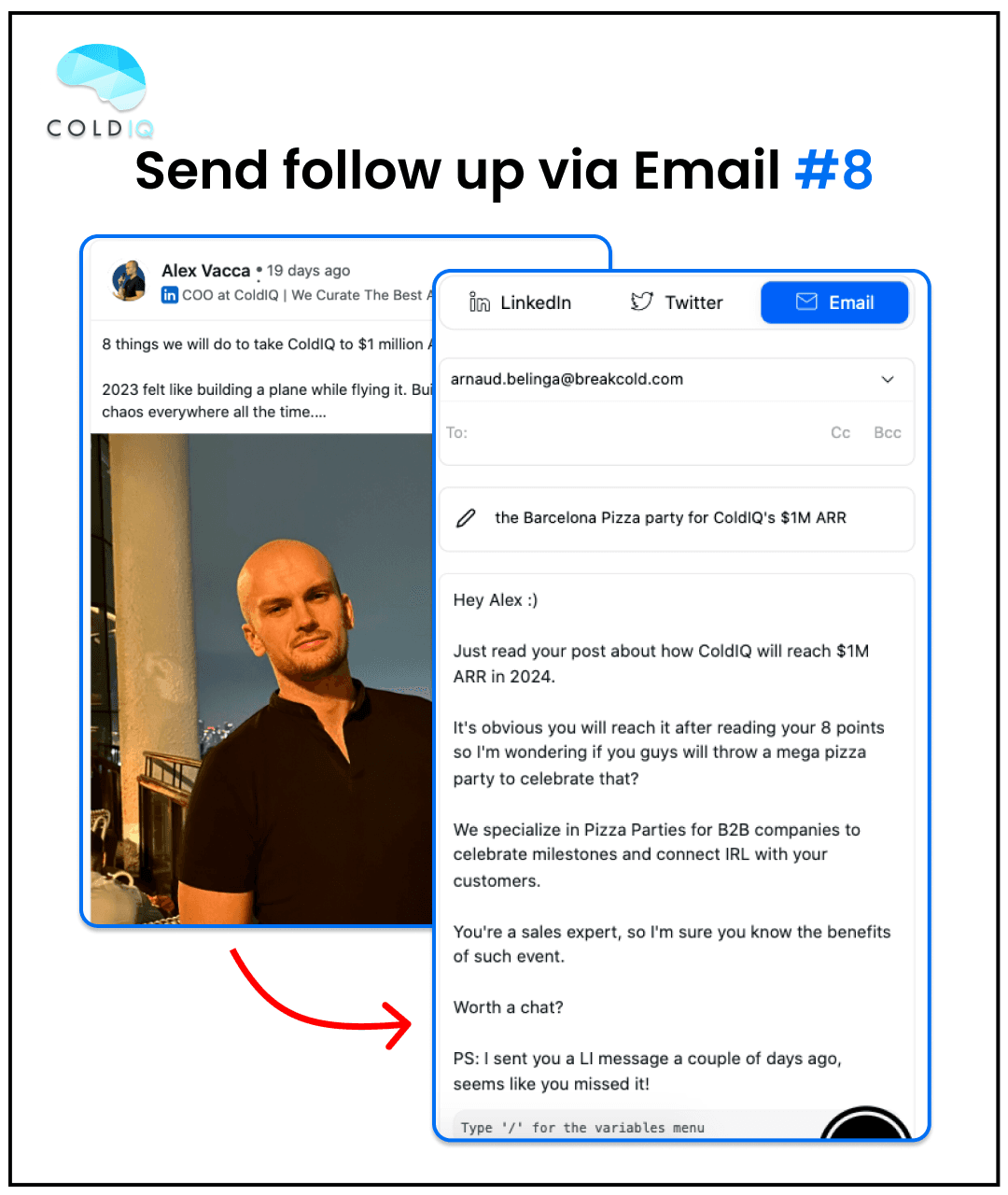 Example of a follow up email to reach out a prospect in LinkedIn Account-Based Marketing