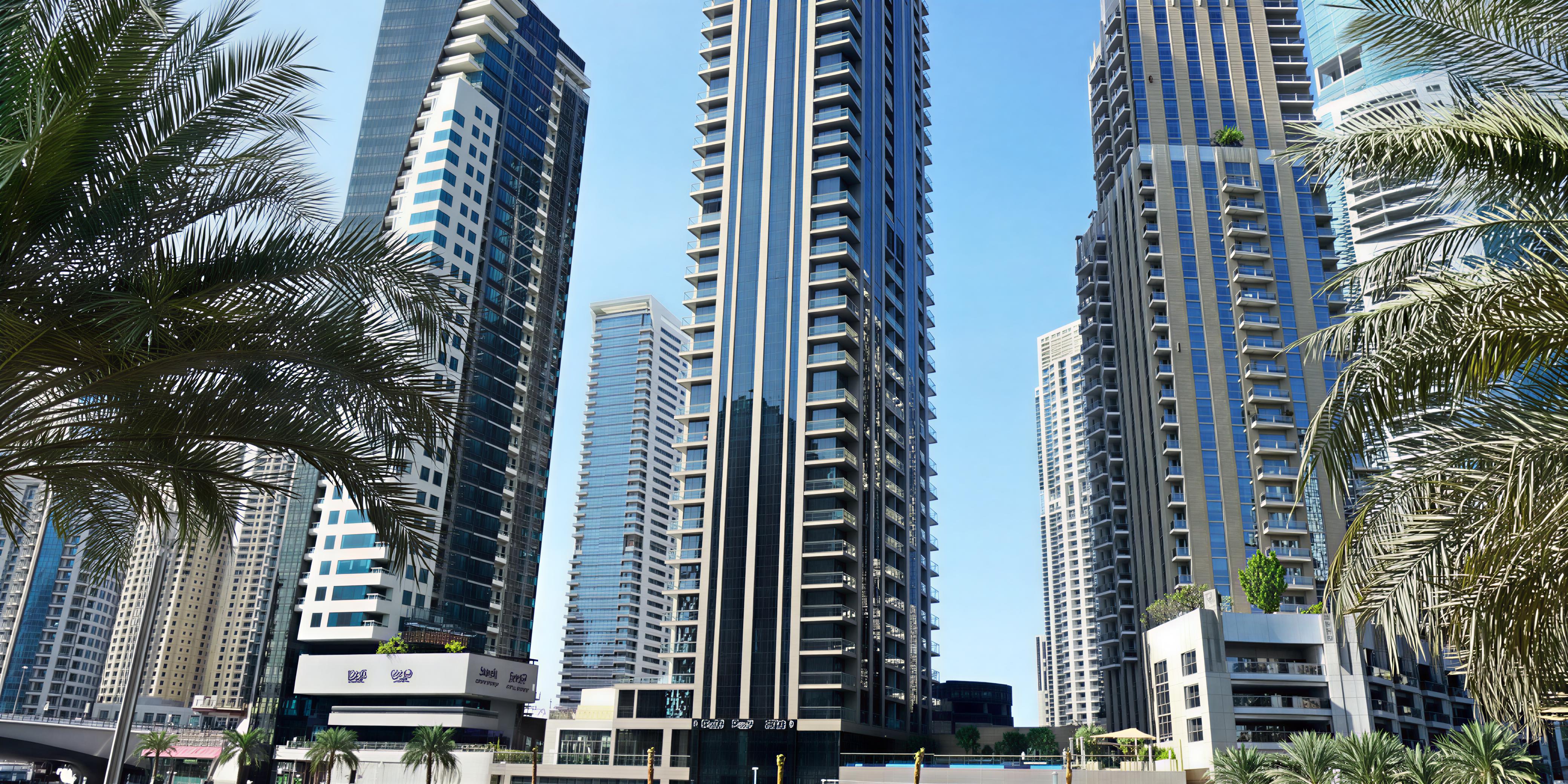 The West Avenue Tower under construction in the heart of Dubai, showcasing modern architecture amidst the city skyline.