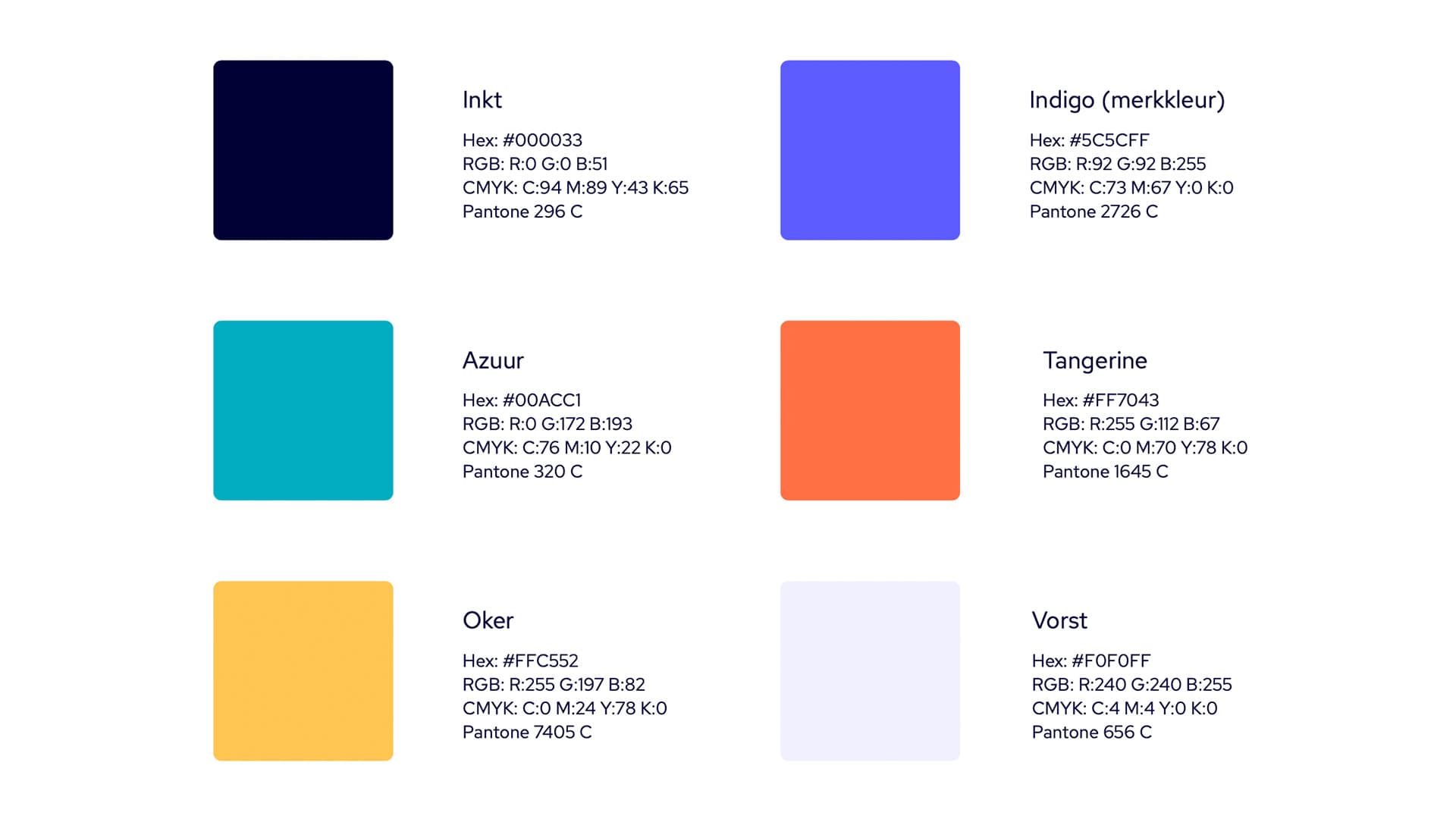 Accombis kleurenpalet screenshot uit merkboek - No Boring Brands
