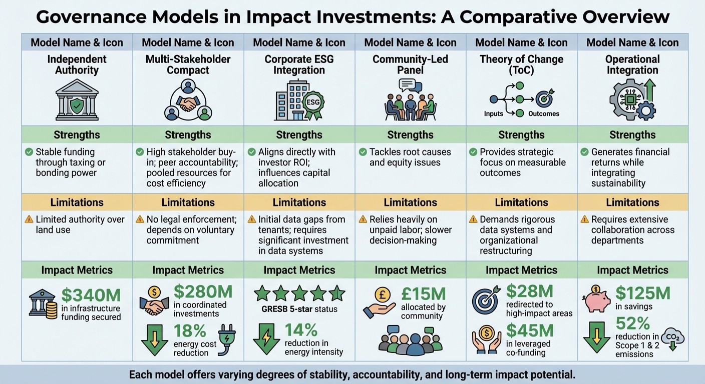 Comparison of Six Governance Models in Impact Investments