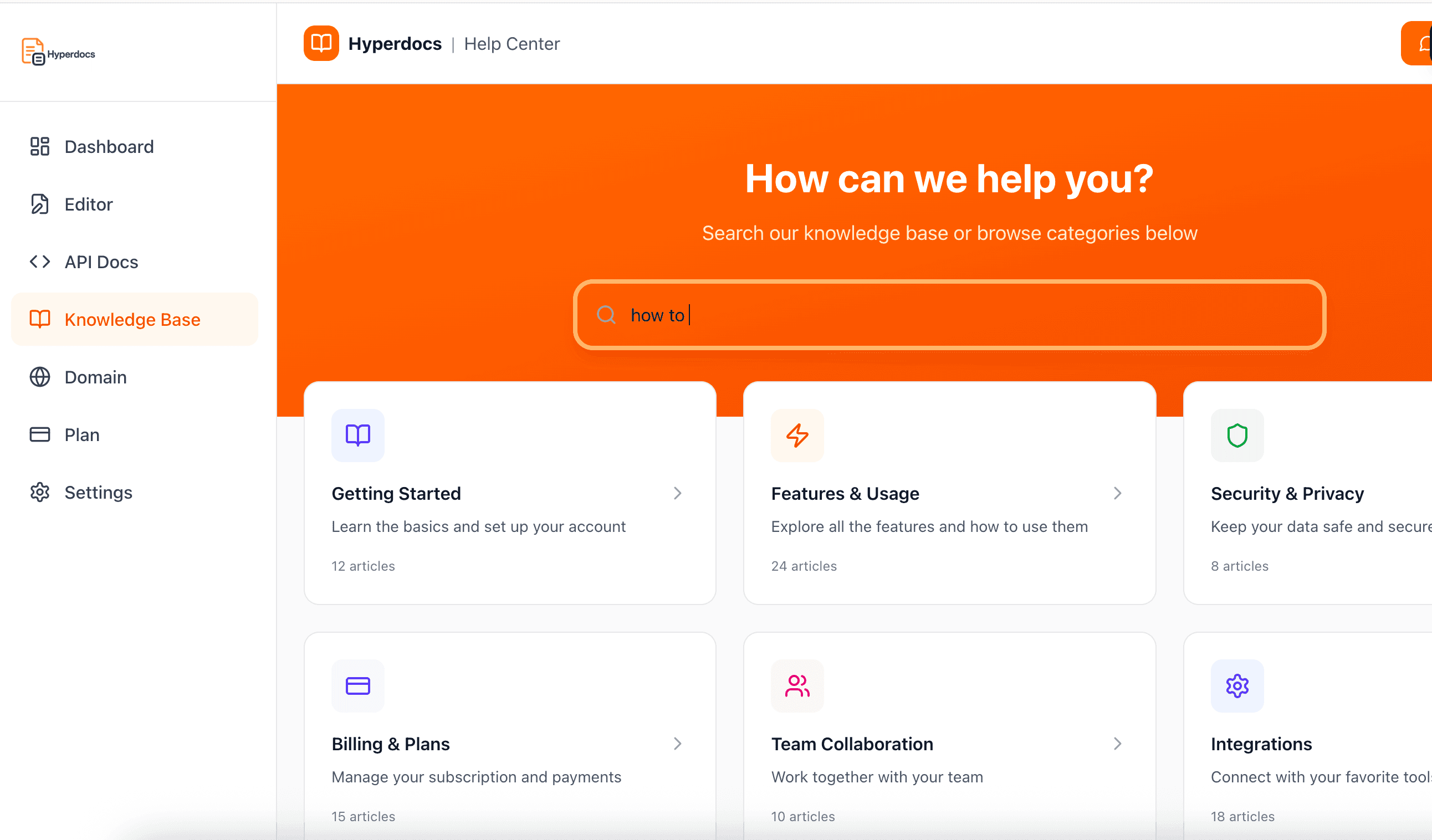 Hyperdocs - Knowledgebase software feature