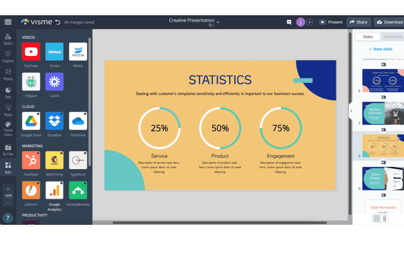 Visme to create presentation
