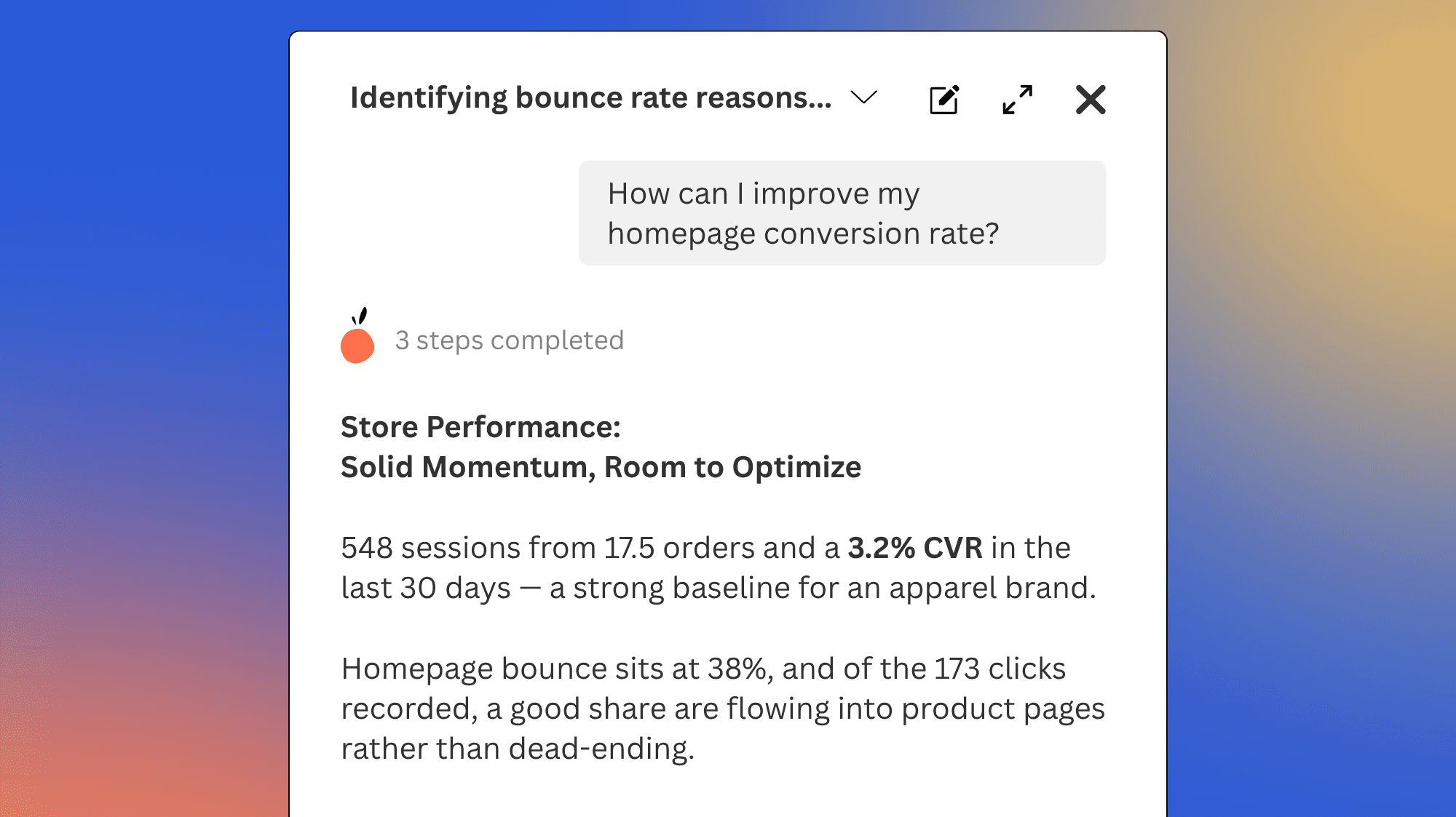 Shopify Sidekick working with Lucky Orange Discovery AI