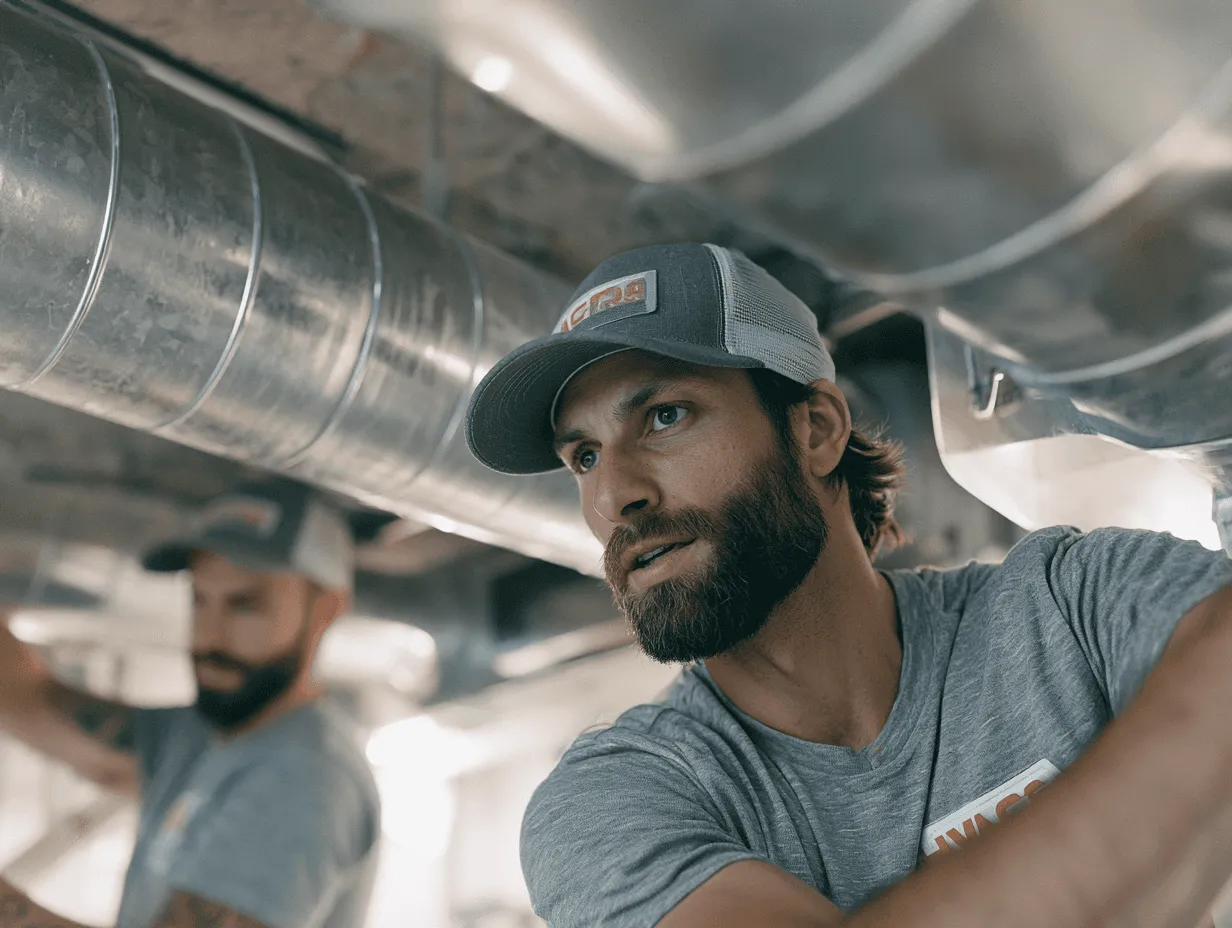 HVAC techs installing ventilation