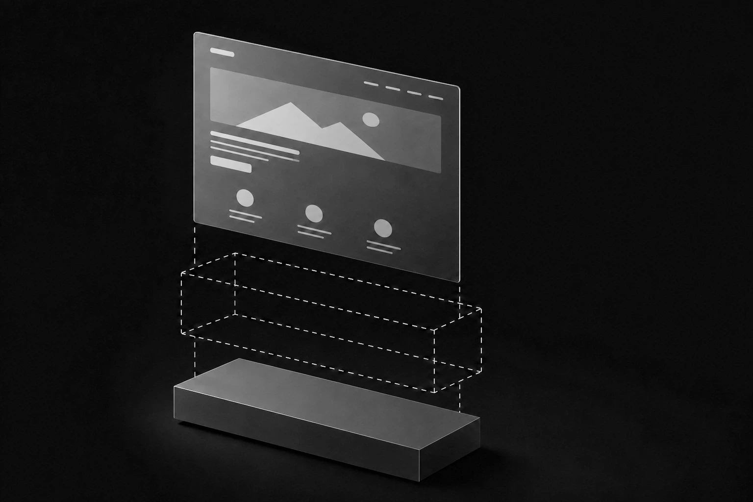 Abstract website structure being rebuilt on top of an empty underlying foundation.