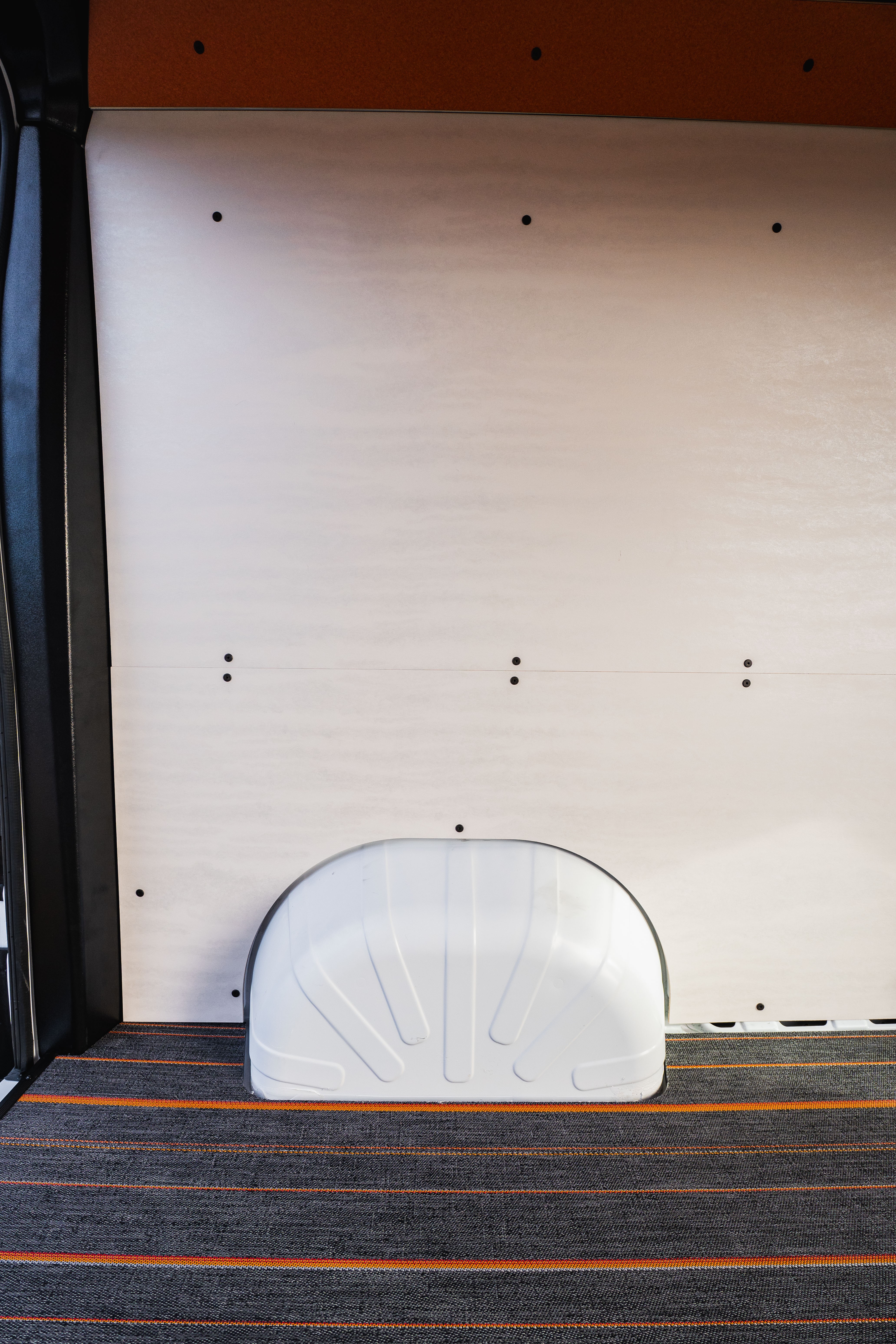 Promaster interior with structural kit wheel well view