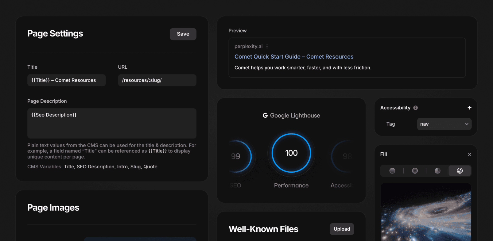 Framer's SEO features