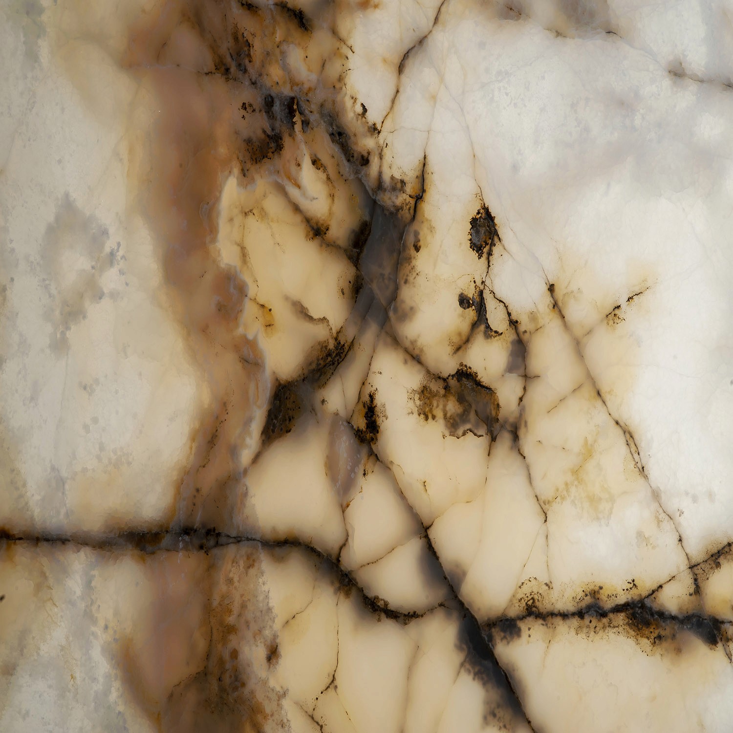 Warme Maserung im Spider White Naturstein