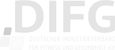 Weißes Logo des Deutschen Industrieverbands für Fitness und Gesundheit e.V. bei dem Damm Media Mitglied ist. 