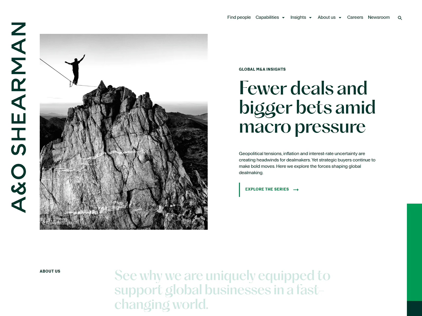 A&O Shearman website design, law firm example