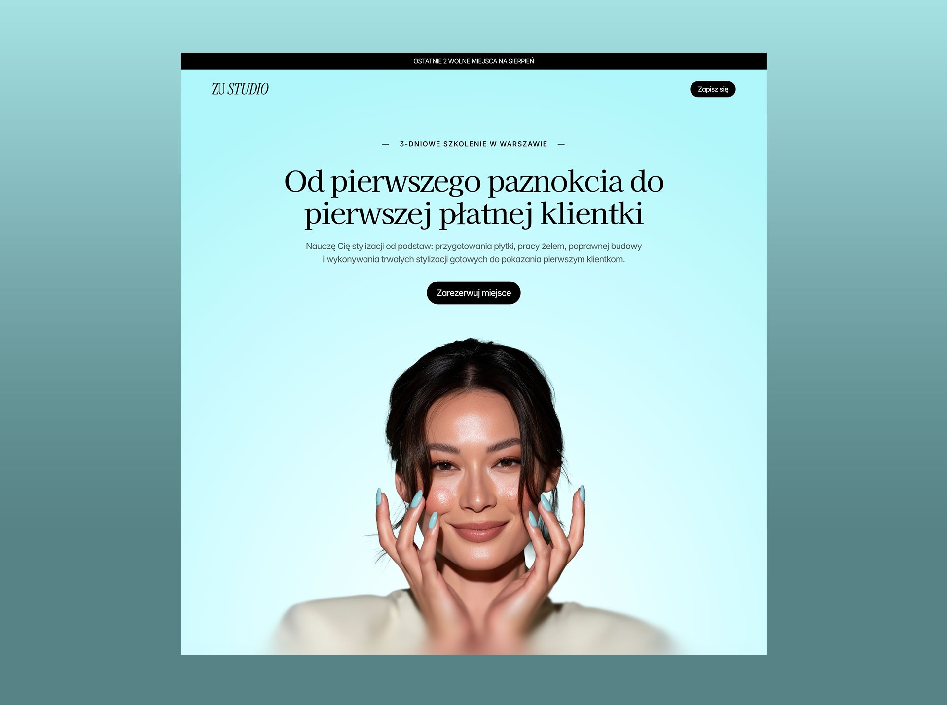 sekcja hero strony szkolenia
