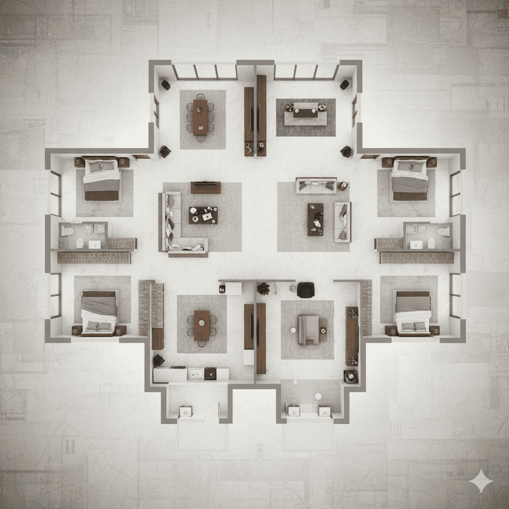 Expansive 6050 sq ft luxury apartment floor plan, M3M Trump Towers Sector 65