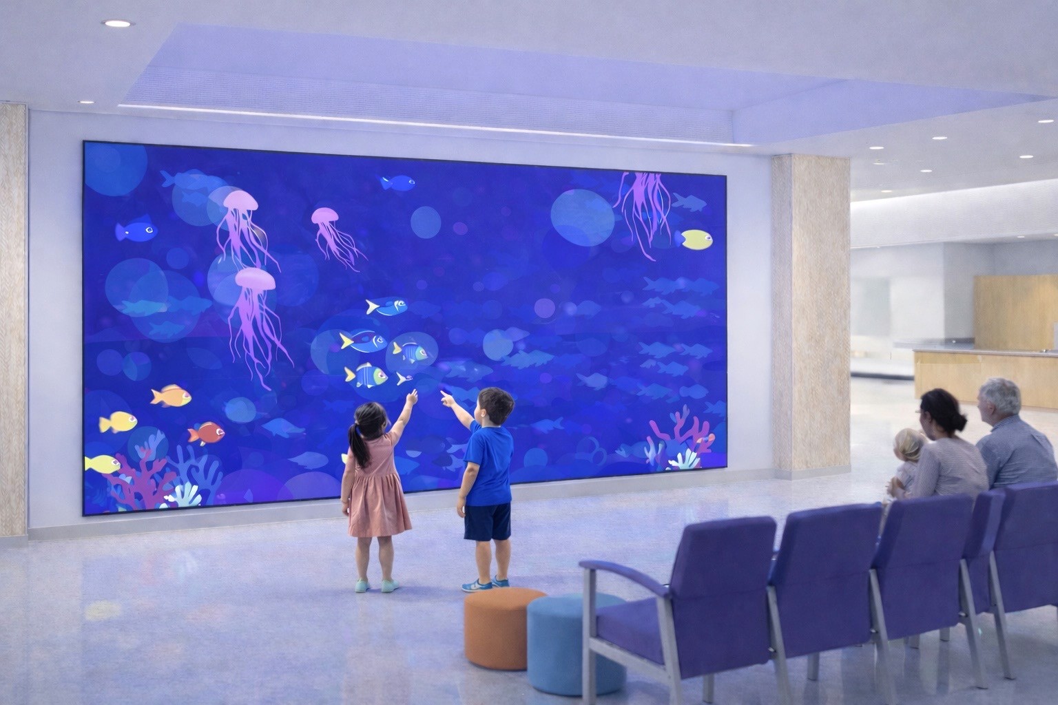 TV screen with interactive aquarium