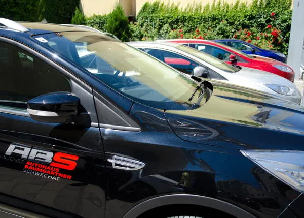 Ein Ford Wauto mit dem Logo von Autohaus Baumgartner Schwechat drauf