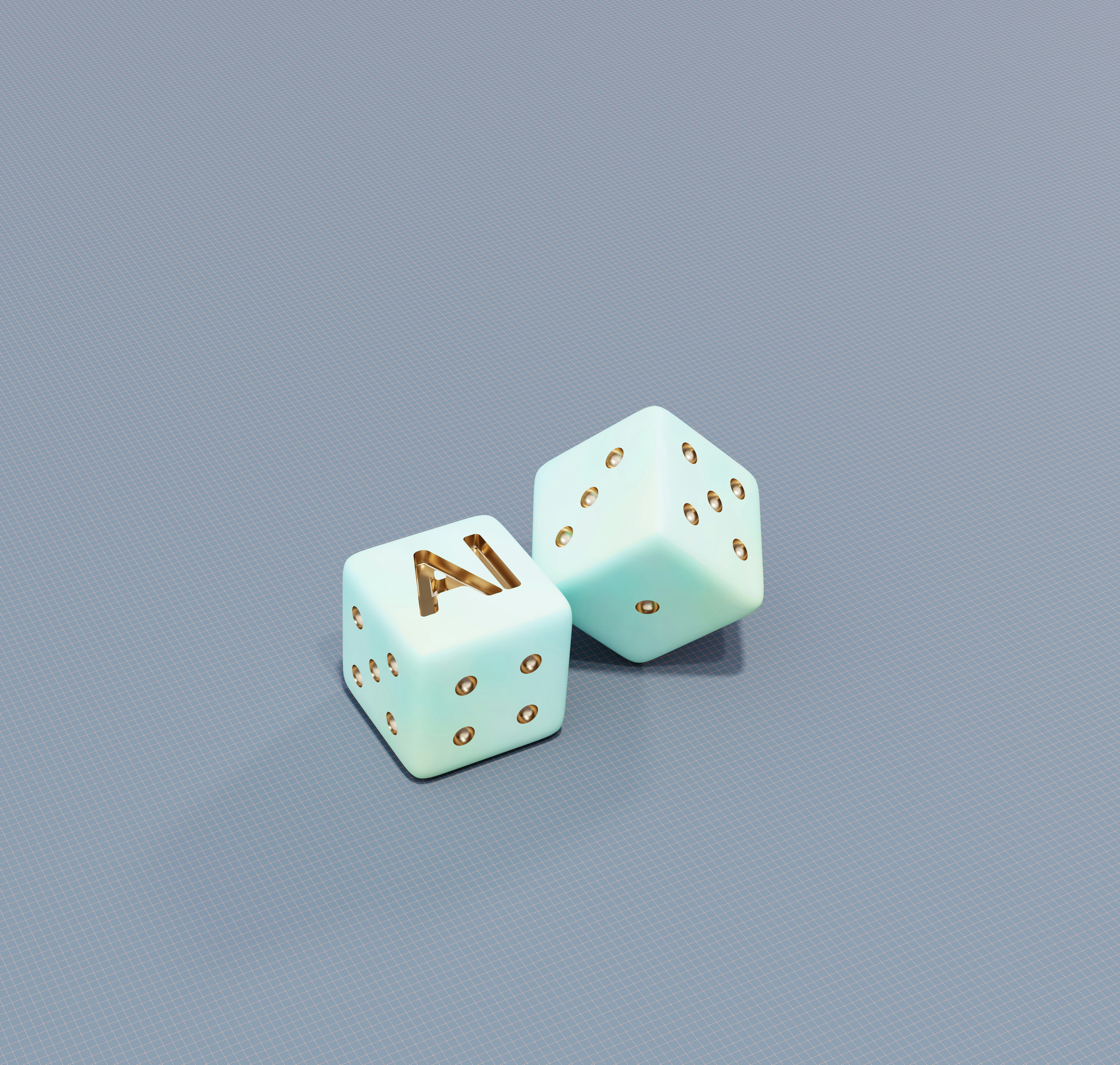 Two dice with ai letters and dots
