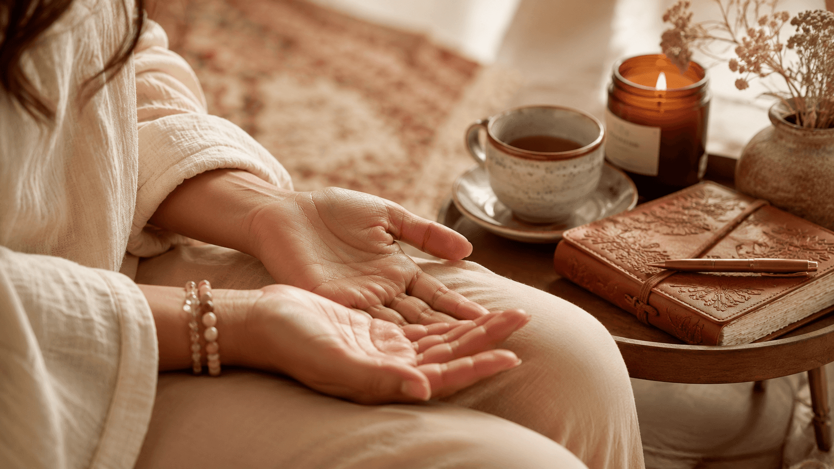 hands resting after a eft tapping session for money blocks