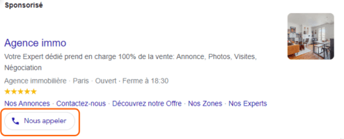 Bouton d'appel dans une annonce Google Ads