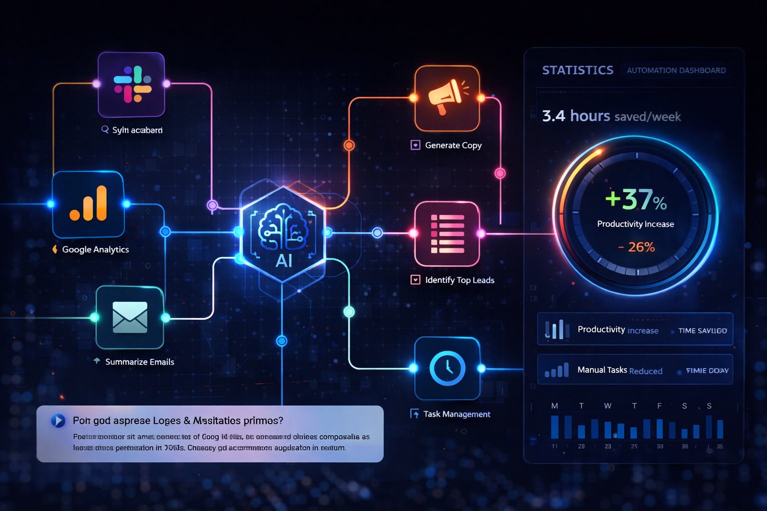 Flujo de automatización con inteligencia artificial conectando aplicaciones empresariales en 2026