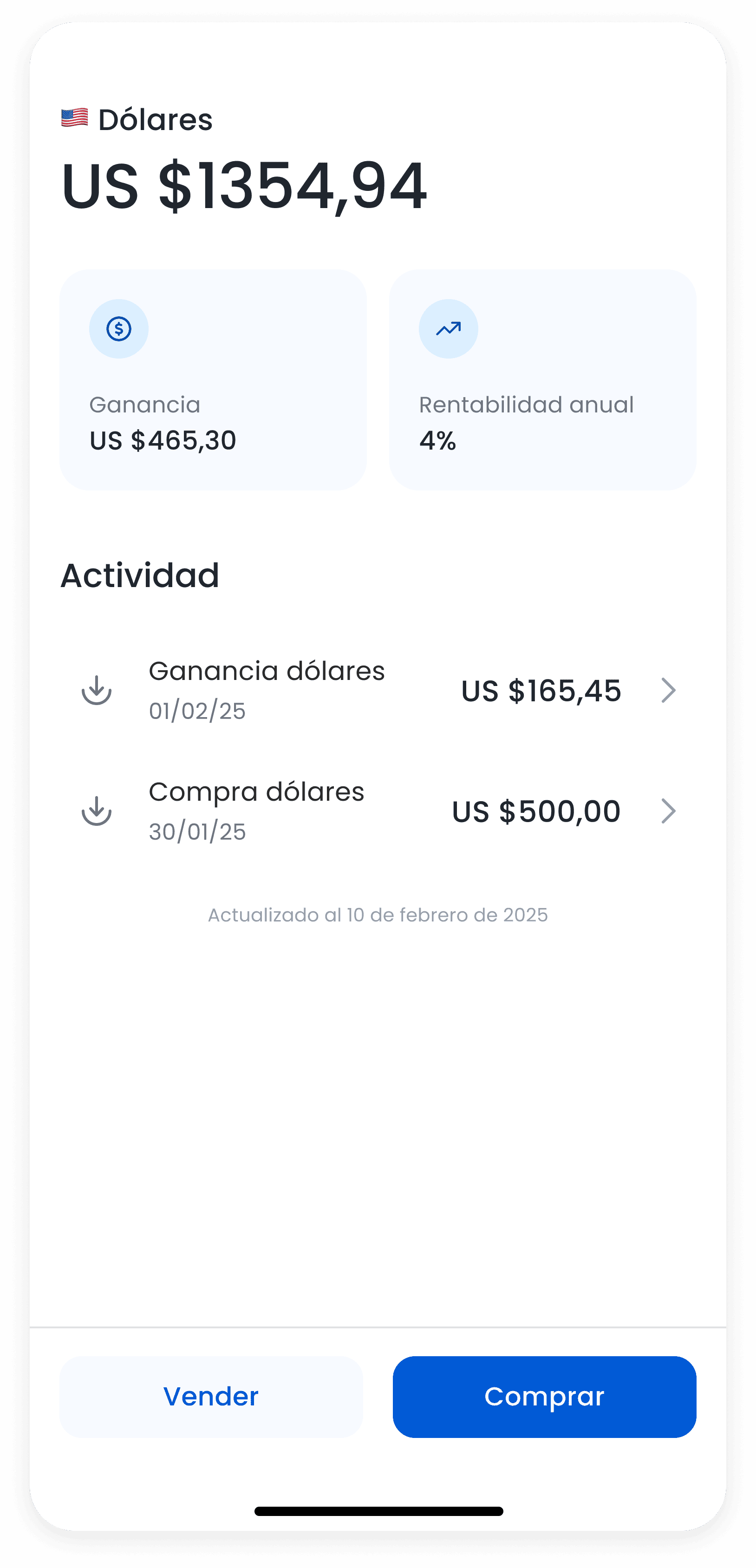 Celular mostrando el fondo Tasa US