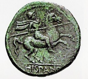 Lamina I: Jinete lanza en ristre en una moneda de mercenarios hispanos (según Quesada Sanz 2009b: 173).