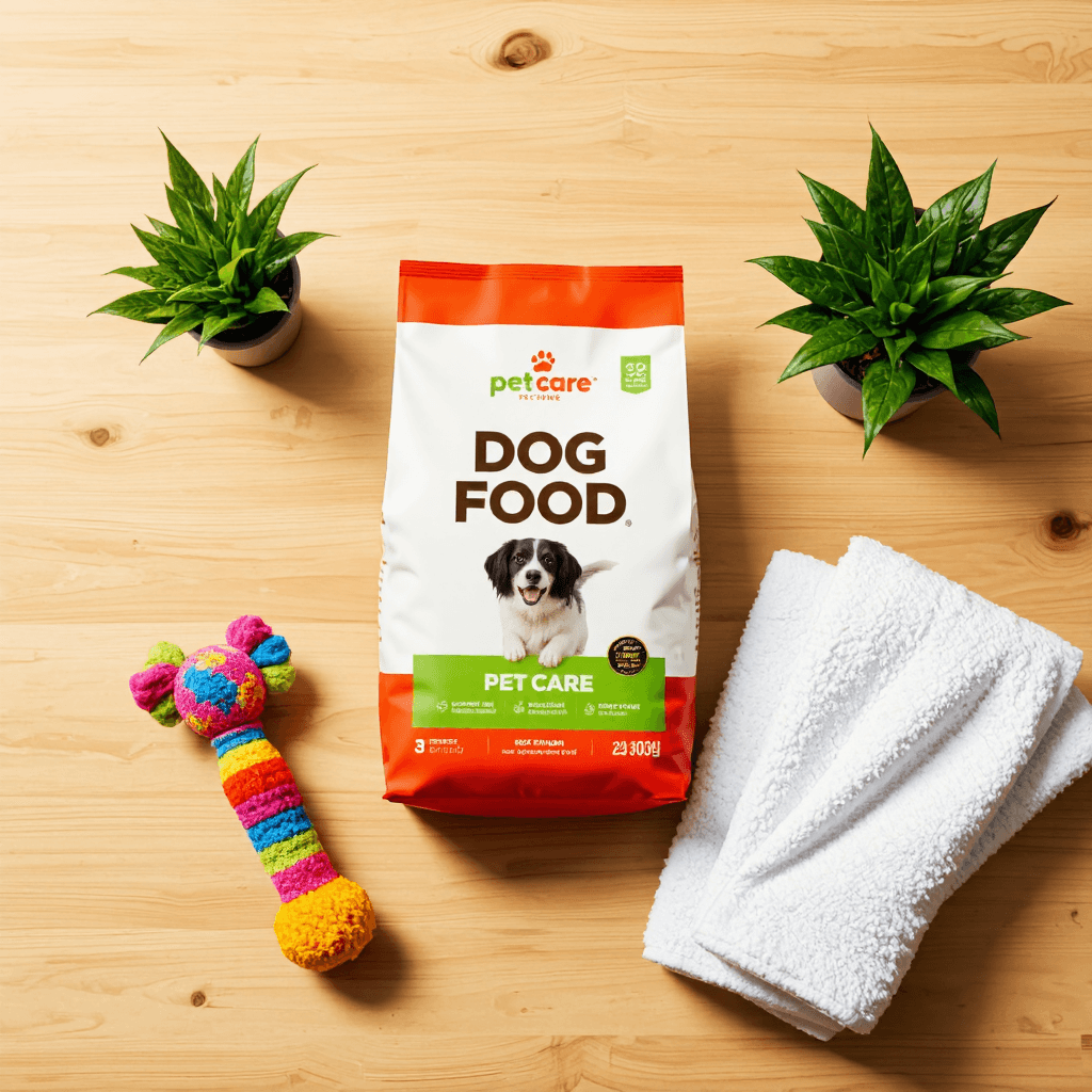 product photography of bag of dog food